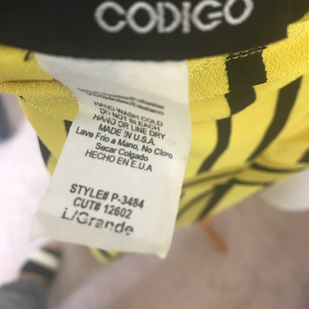 Worn once Size L Yellow and Black halter bodysuit - Picture 6 of 8